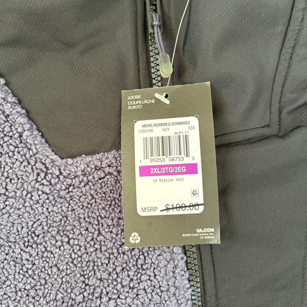 Under Armour Mission Boucle Vest Mens 2XL Sherpa Full Zip Outdoor Mock Neck - Picture 4 of 10